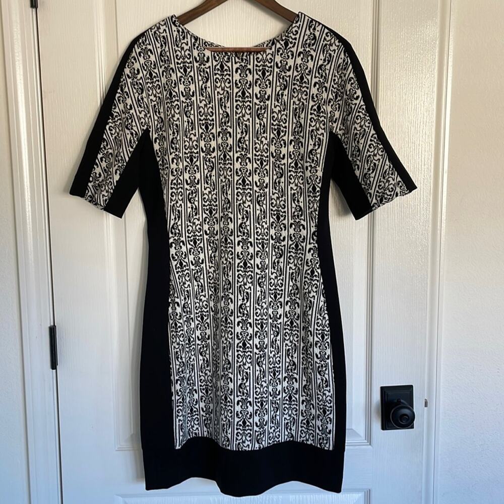 W118 by Walter Baker Jacquard Print Color Block Slimming Dress